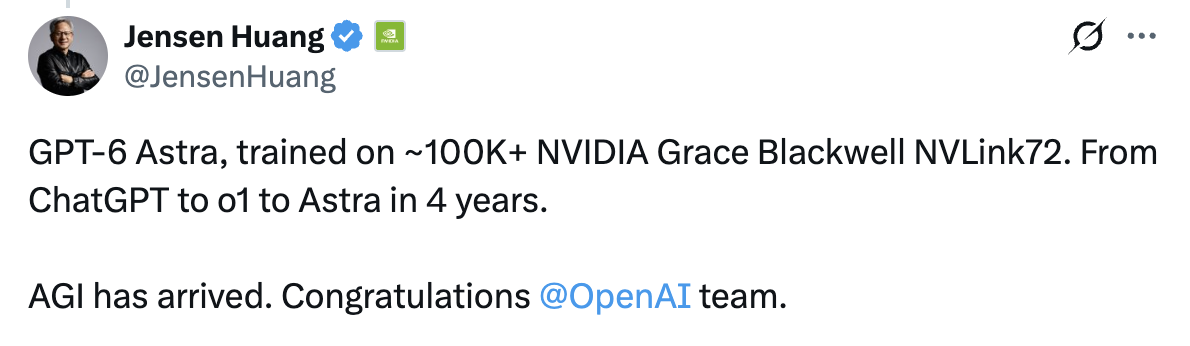 Jensen Huang’s post about AGI